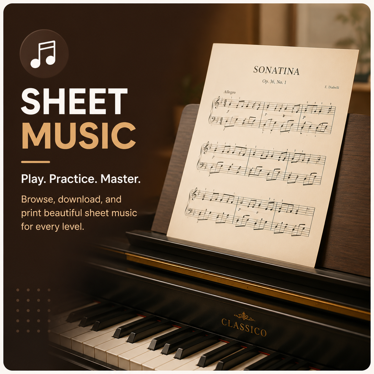Browse piano sheet music library